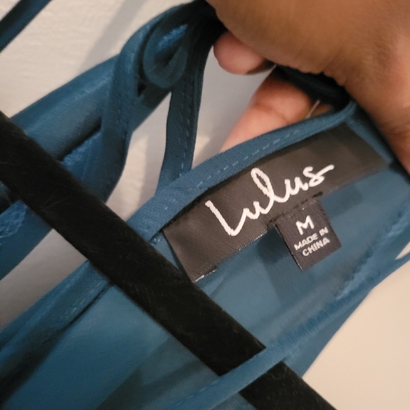 Lulu's Women's Teal Halter Maxi Fairy Whimsical Forest Bridesmaid Dress. Size M - Picture 8 of 9